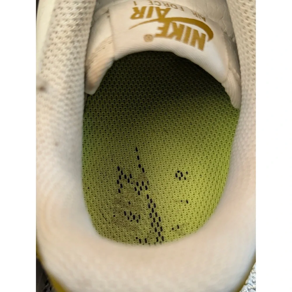 Nike Air Force 1 Low Womens White Gold Leather Sneakers DD8959-102 7.5